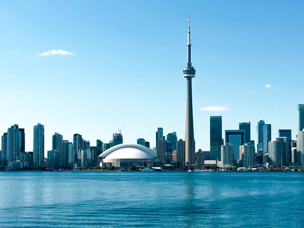 City view of downtown Toronto from the islands